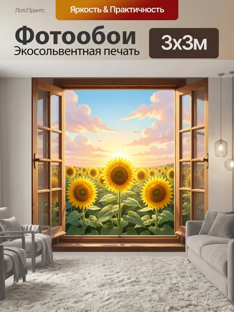 Фотообои Подсолнухи в лучах заката