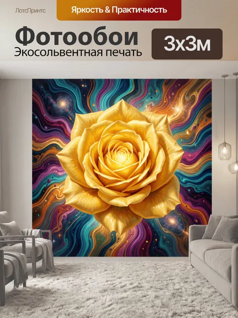 Фотообои Золотая роза в космосе