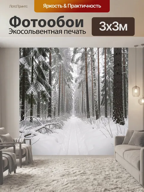 Фотообои Зимняя тропа в лесу