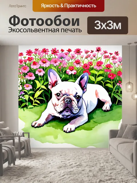 Фотообои сцена с французским бульдогом