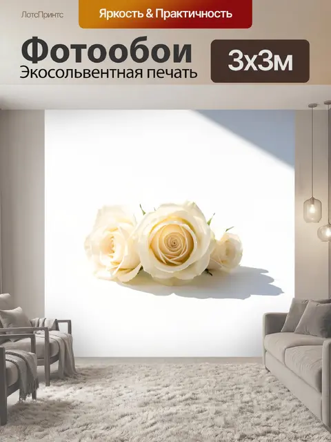 Фотообои Кремовые розы на светлом фоне