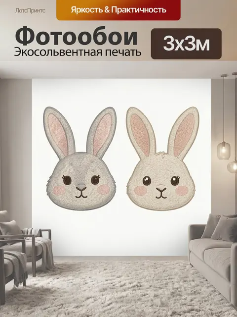 Фотообои Пара зайчиков в пастельной гамме
