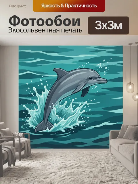 Фотообои Дельфин в морской волне