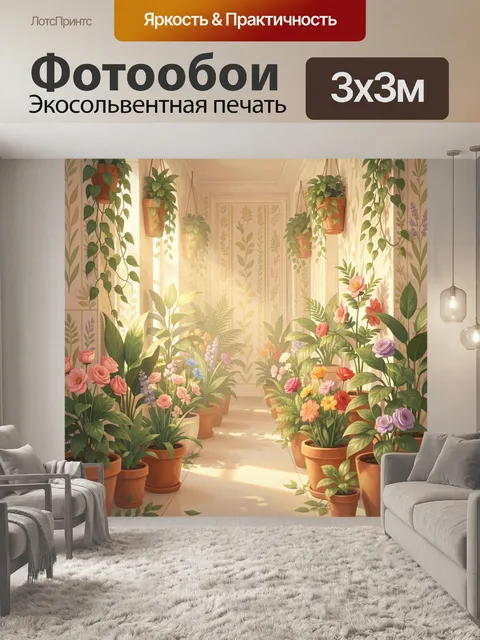 Фотообои Цветочный коридор в теплом свете