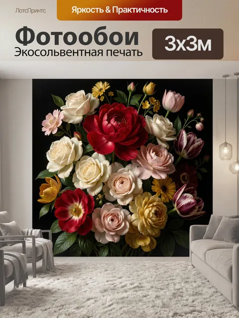 Фотообои Роскошный букет садовых цветов