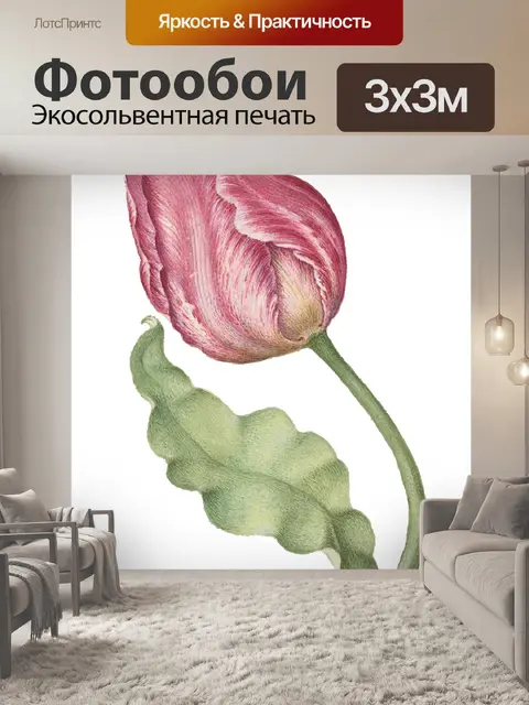 Фотообои Стикер цветы винтаж арт