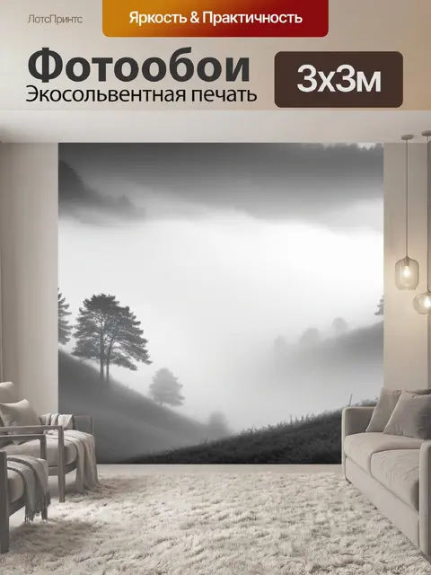 Фотообои пейзаж с туманом картинки чернобелый