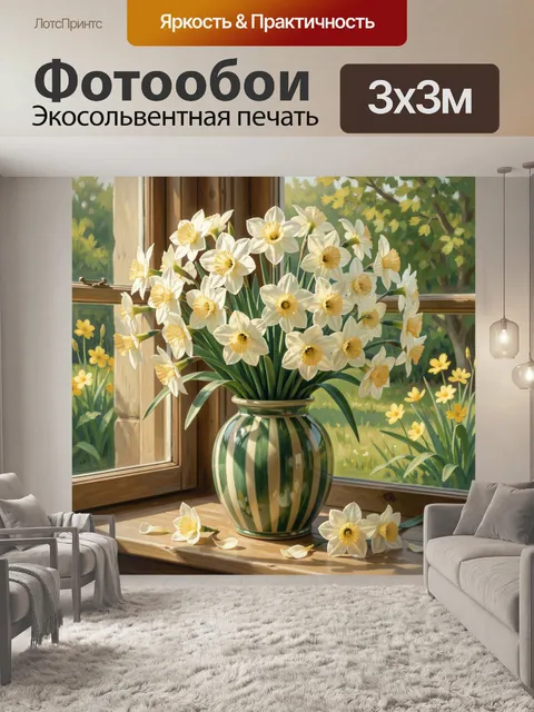 Фотообои Букет нарциссов у окна