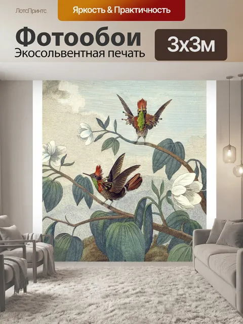 Фотообои Винтажная иллюстрация колибри