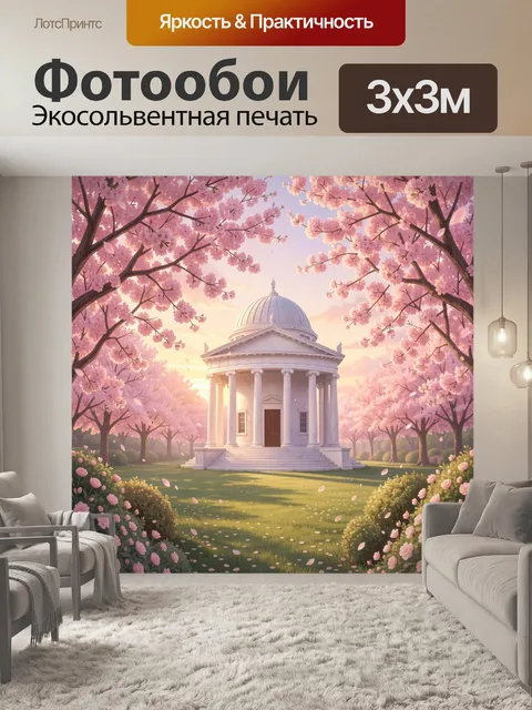 Фотообои Сакура и белая ротонда