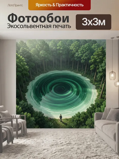 Фотообои Лесная воронка у водоема