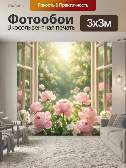 Фотообои Пионы в солнечном саду