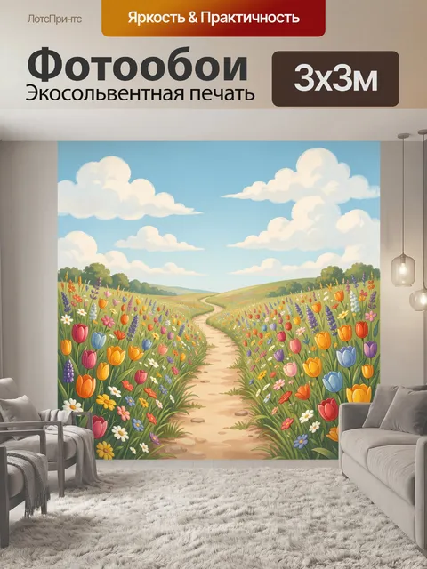 Фотообои Летняя цветочная дорожка в поле