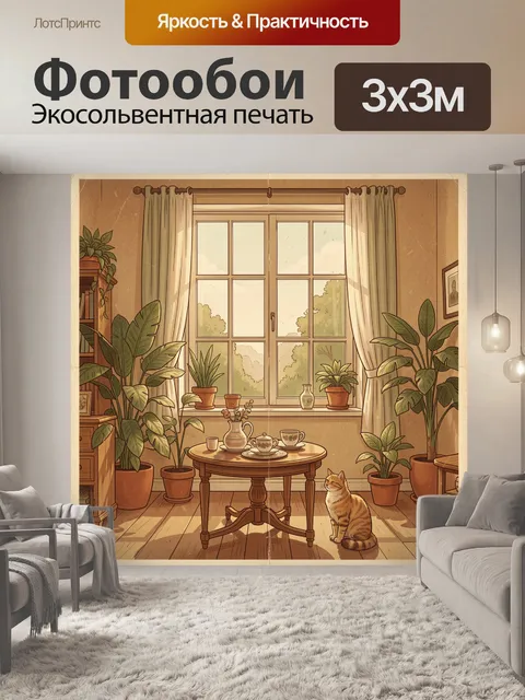 Фотообои Уютная гостиная с котом