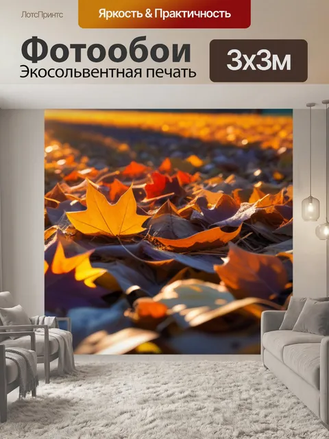 Фотообои осенние листья в лучах заката