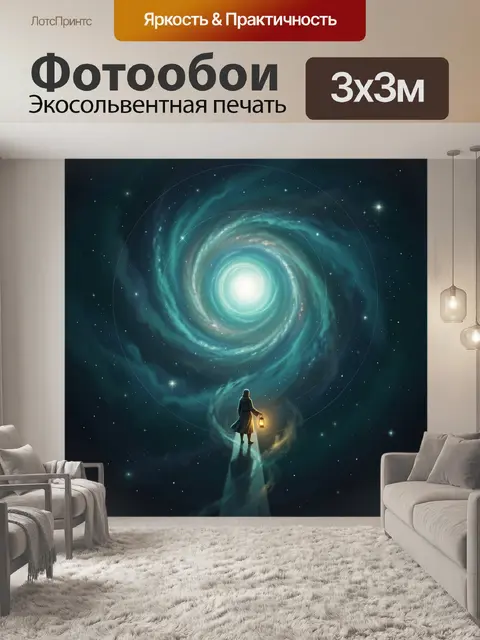 Фотообои Путешественник у космической спирали