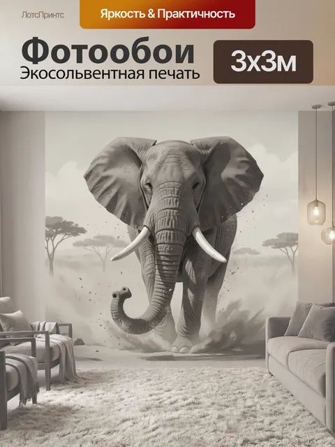 Фотообои Слон в пыльной саванне