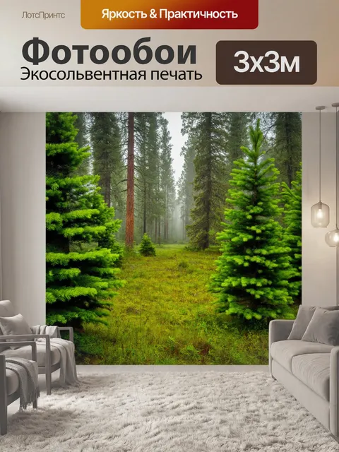 Фотообои лес с ароматными хвойными деревьями и свежим воздухом
