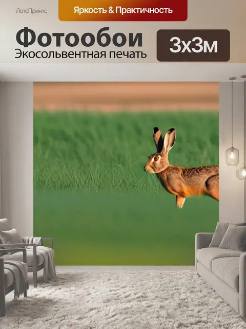 Фотообои пейзаж с зайцами минимал
