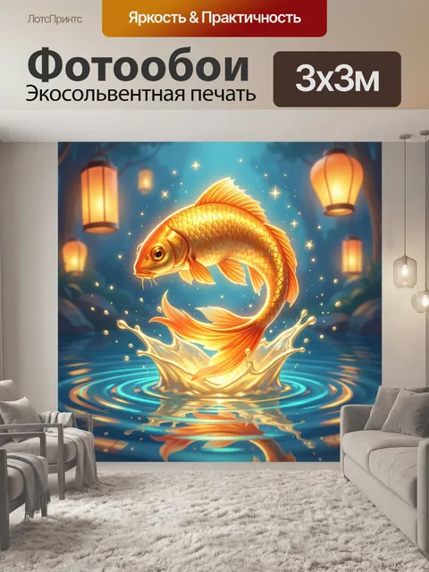 Фотообои Золотой карп над водой
