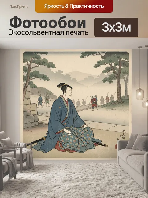 Фотообои Самурай в японском саду