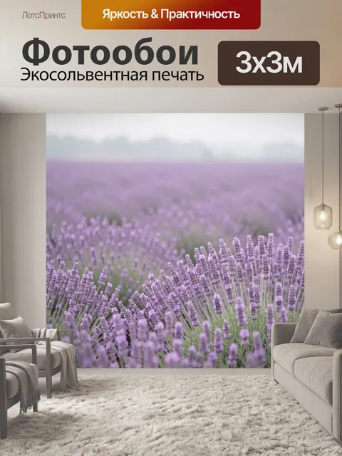 Фотообои Лавандовое поле в тумане