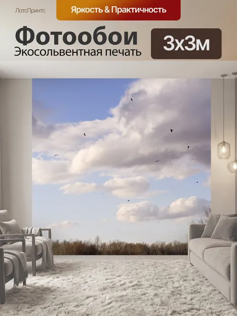 Фотообои Стая птиц на фоне