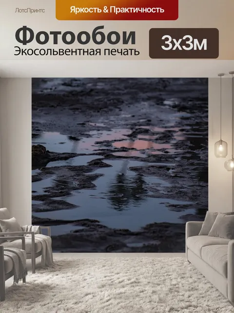 Фотообои Отражение лужи отлива