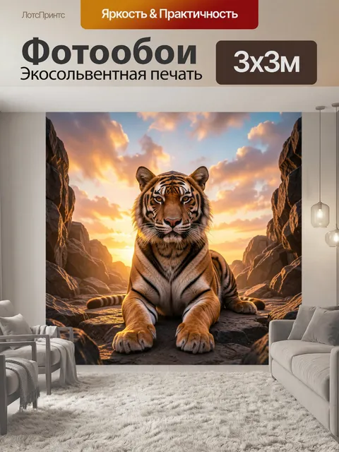 Фотообои Тигр в скалистом каньоне