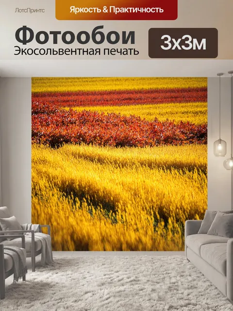 Фотообои осень — золотые поля, с красными и желтыми крыльями