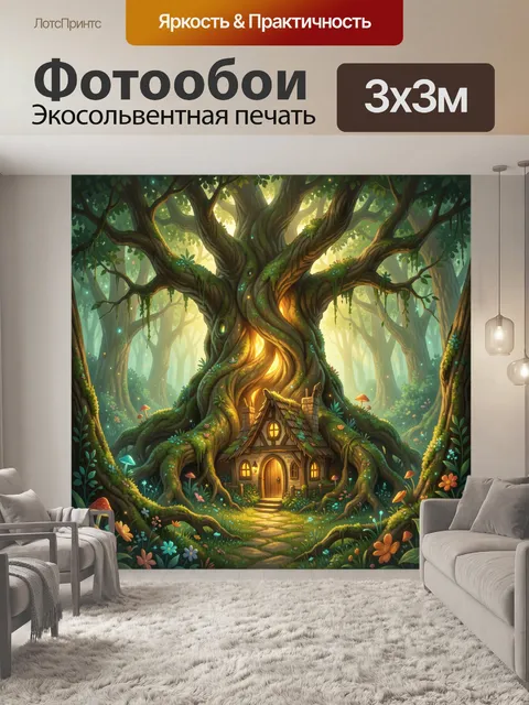 Фотообои Сказочный домик в древнем дереве