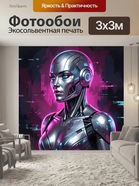Фотообои Футуристический андроид в неоне