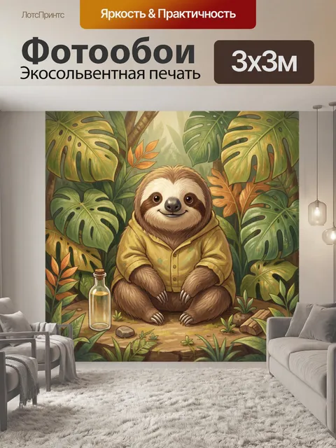 Фотообои Улыбающийся ленивец в тропиках