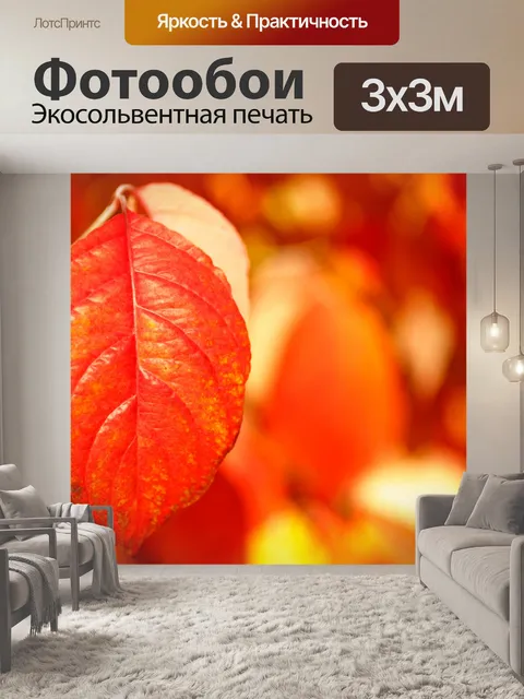 Фотообои Красные осенние листья