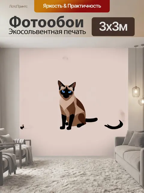 Фотообои минималистическое описание: "сиамская кошка