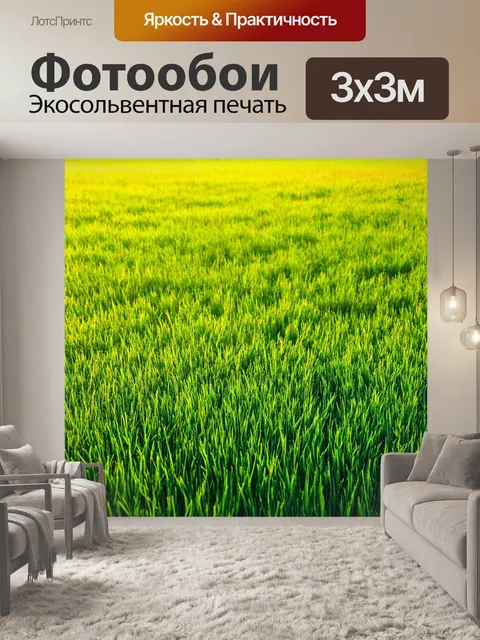 Фотообои градиент цветного травяного поля под солнцем