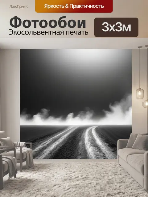 Фотообои пейзаж с пылью чернобелый