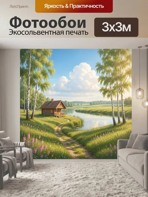 Фотообои Лесной дом у реки