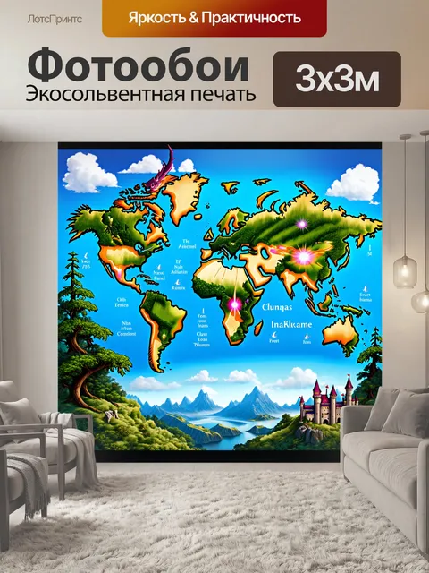 Фотообои фантастическая карта мира с элементами фэнтези