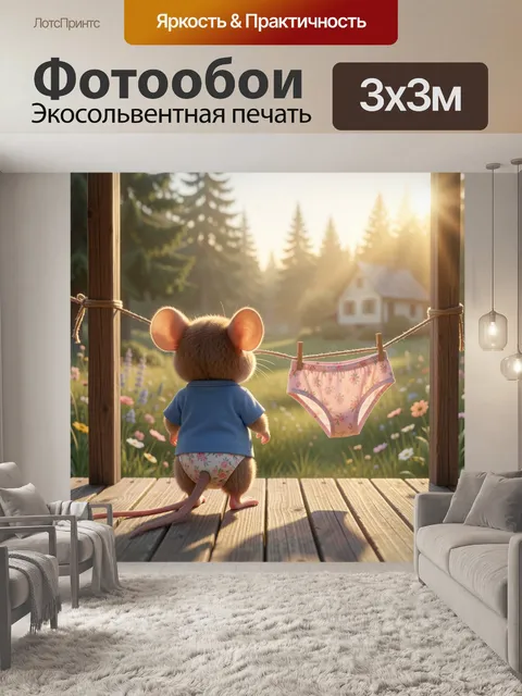 Фотообои Мышонок на веранде летом