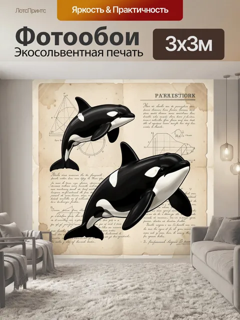 Фотообои Косатки на винтажной бумаге