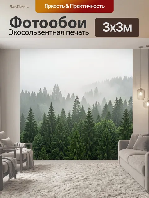 Фотообои Туманный хвойный лес