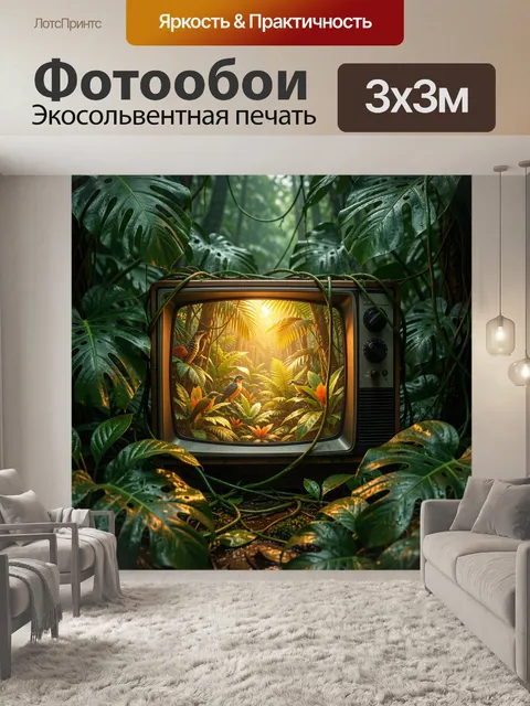 Фотообои Ретро телевизор в джунглях
