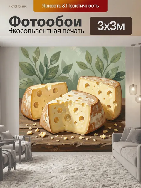 Фотообои Сыр с крупными отверстиями