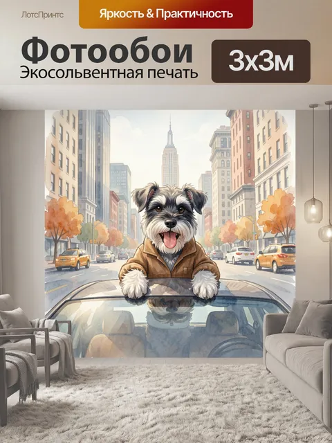 Фотообои Собака на крыше автомобиля