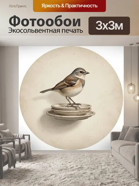 Фотообои Птичка на стопке блюдец