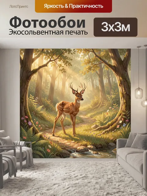Фотообои Олень в лесной светотени