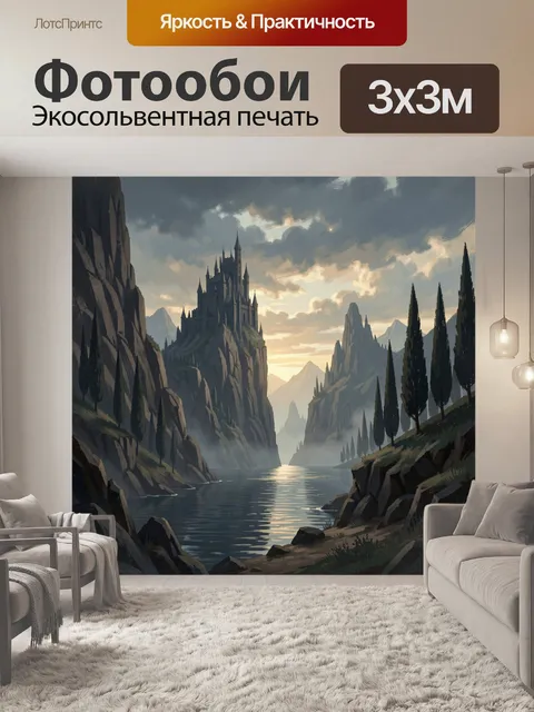 Фотообои Готический замок над озером