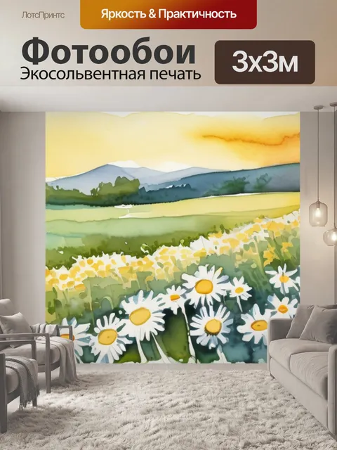 Фотообои ромашки поле