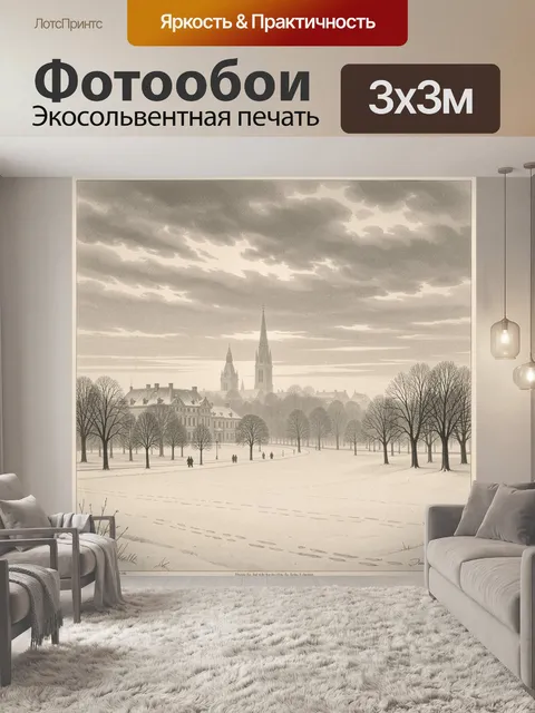 Фотообои Зимний городской пейзаж с собором